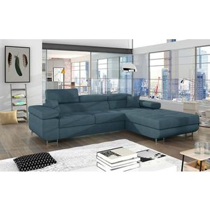 Coltar extensibil dreapta 4 locuri ELTAP, Armd-46, Armando, 289x203x85 cm, lemn/poliester, albastru imagine
