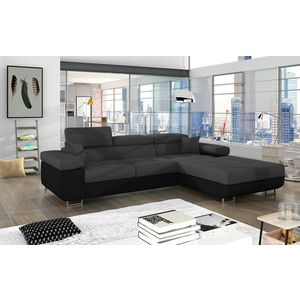 Coltar extensibil dreapta 4 locuri ELTAP, Armd-50, Armando, 289x203x85 cm, lemn/poliester, gri inchis/negru imagine