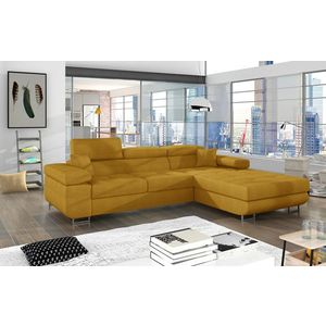 Coltar extensibil dreapta 4 locuri ELTAP, Armd-51, Armando, 289x203x85 cm, lemn/poliester, galben imagine