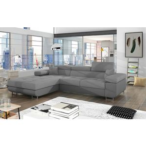 Coltar extensibil stanga 4 locuri ELTAP, Armd-54, Armando, 289x203x85 cm, lemn/poliester, gri deschis/gri imagine