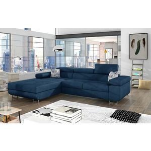 Coltar extensibil stanga 4 locuri ELTAP, Armd-62, Armando, 289x203x85 cm, lemn/poliester, albastru inchis imagine