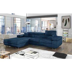Coltar extensibil stanga 4 locuri ELTAP, Armd-64, Armando, 289x203x85 cm, lemn/poliester, albastru inchis imagine