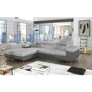 Coltar extensibil stanga 4 locuri ELTAP, Armd-66, Armando, 289x203x85 cm, lemn/poliester, gri deschis/gri imagine
