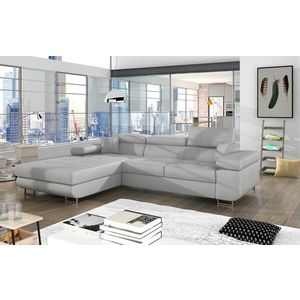 Coltar extensibil stanga 4 locuri ELTAP, Armd-67, Armando, 289x203x85 cm, lemn/poliester, gri deschis imagine