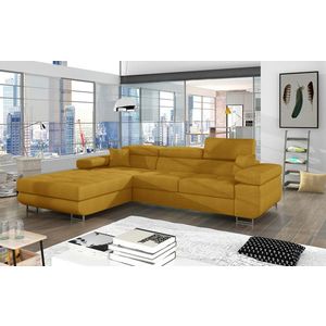 Coltar extensibil stanga 4 locuri ELTAP, Armd-74, Armando, 289x203x85 cm, lemn/poliester, galben imagine