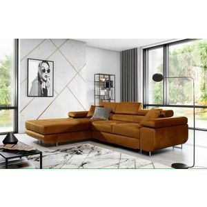 Coltar extensibil stanga 4 locuri ELTAP, Armd-87, Armando, 289x203x85 cm, lemn/poliester, mustar imagine