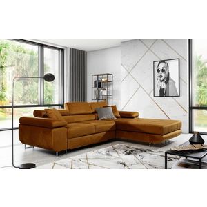 Coltar extensibil dreapta 4 locuri ELTAP, Armd-88, Armando, 289x203x85 cm, lemn/poliester, mustar imagine