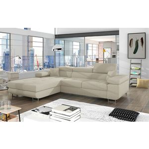 Coltar extensibil stanga 4 locuri ELTAP, Armd-366, Armando, 289x203x85 cm, lemn/poliester, bej deschis imagine
