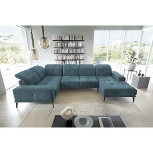 Coltar stanga 6 locuri ELTAP, LT-38LO, Neviro, 350x201x77 cm, lemn/poliester, albastru deschis imagine