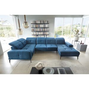 Coltar stanga 6 locuri ELTAP, LT-38LU, Neviro, 350x201x77 cm, lemn/poliester, albastru deschis imagine