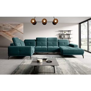 Coltar stanga 6 locuri ELTAP, LT-38VE, Neviro, 350x201x77 cm, lemn/poliester, verde imagine