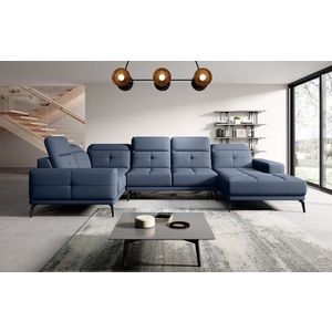 Coltar stanga 6 locuri ELTAP, LT-40GO, Neviro, 350x201x77 cm, lemn/poliester, albastru deschis imagine