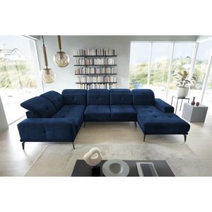 Coltar stanga 6 locuri ELTAP, LT-40LO, Neviro, 350x201x77 cm, lemn/poliester, albastru inchis imagine