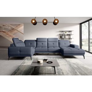 Coltar stanga 6 locuri ELTAP, LT-40PO, Neviro, 350x201x77 cm, lemn/poliester, albastru imagine