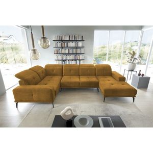 Coltar stanga 6 locuri ELTAP, LT-45LO, Neviro, 350x201x77 cm, lemn/poliester, mustar imagine