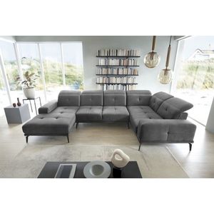 Coltar dreapta 6 locuri ELTAP, RT-04NU, Neviro, 350x201x77 cm, lemn/poliester, gri imagine