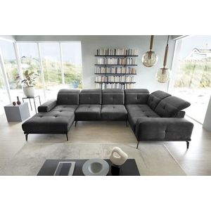 Coltar dreapta 6 locuri ELTAP, RT-05NU, Neviro, 350x201x77 cm, lemn/poliester, gri inchis imagine