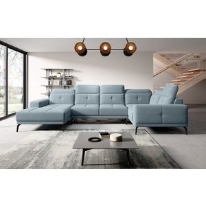 Coltar dreapta 6 locuri ELTAP, RT-100SAV, Neviro, 350x201x77 cm, lemn/poliester, albastru deschis imagine
