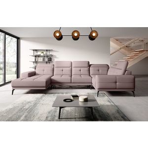 Coltar dreapta 6 locuri ELTAP, RT-101GO, Neviro, 350x201x77 cm, lemn/poliester, roz deschis imagine