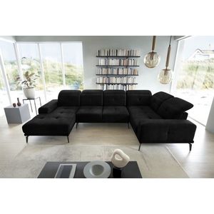 Coltar dreapta 6 locuri ELTAP, RT-10LO, Neviro, 350x201x77 cm, lemn/poliester, negru imagine