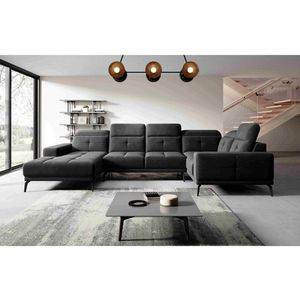 Coltar dreapta 6 locuri ELTAP, RT-10LU, Neviro, 350x201x77 cm, lemn/poliester, negru imagine