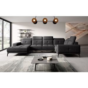 Coltar dreapta 6 locuri ELTAP, RT-10MAR, Neviro, 350x201x77 cm, lemn/poliester, negru imagine