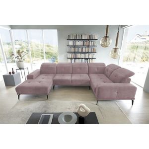 Coltar dreapta 6 locuri ELTAP, RT-24LO, Neviro, 350x201x77 cm, lemn/poliester, roz deschis imagine