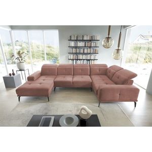 Coltar dreapta 6 locuri ELTAP, RT-24NU, Neviro, 350x201x77 cm, lemn/poliester, roz imagine