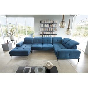 Coltar dreapta 6 locuri ELTAP, RT-38LU, Neviro, 350x201x77 cm, lemn/poliester, albastru deschis imagine