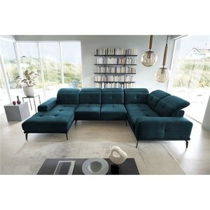 Coltar dreapta 6 locuri ELTAP, RT-40NU, Neviro, 350x201x77 cm, lemn/poliester, albastru inchis imagine