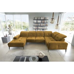Coltar dreapta 6 locuri ELTAP, RT-45NU, Neviro, 350x201x77 cm, lemn/poliester, mustar imagine