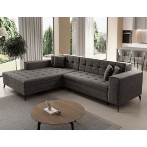 Coltar extensibil stanga 4 locuri ELTAP, Sol-01, Solange, 292x196x84 cm, lemn/poliester, gri imagine