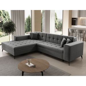 Coltar extensibil stanga 4 locuri ELTAP, Sol-04, Solange, 292x196x84 cm, lemn/poliester, gri imagine