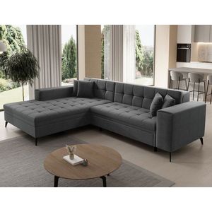 Coltar extensibil stanga 4 locuri ELTAP, Sol-08, Solange, 292x196x84 cm, lemn/poliester, gri imagine