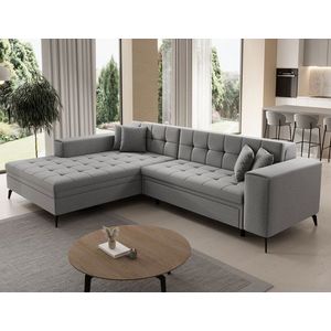 Coltar extensibil stanga 4 locuri ELTAP, Sol-10, Solange, 292x196x84 cm, lemn/poliester, gri deschis imagine
