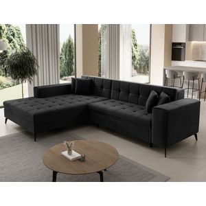 Coltar extensibil stanga 4 locuri ELTAP, Sol-21, Solange, 292x196x84 cm, lemn/poliester, gri inchis imagine