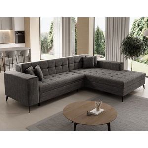 Coltar extensibil dreapta 4 locuri ELTAP, Sol-22, Solange, 292x196x84 cm, lemn/poliester, gri imagine