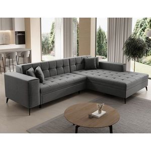 Coltar extensibil dreapta 4 locuri ELTAP, Sol-25, Solange, 292x196x84 cm, lemn/poliester, gri imagine