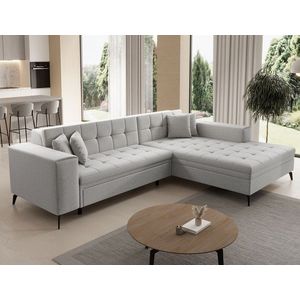 Coltar extensibil dreapta 4 locuri ELTAP, Sol-28, Solange, 292x196x84 cm, lemn/poliester, gri deschis imagine