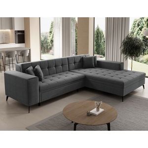 Coltar extensibil dreapta 4 locuri ELTAP, Sol-29, Solange, 292x196x84 cm, lemn/poliester, gri imagine