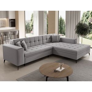Coltar extensibil dreapta 4 locuri ELTAP, Sol-30, Solange, 292x196x84 cm, lemn/poliester, gri deschis imagine