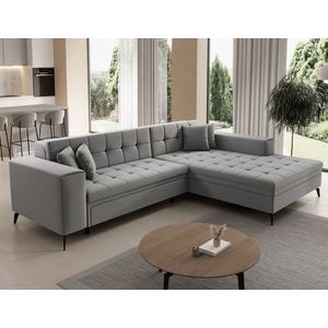 Coltar extensibil dreapta 4 locuri ELTAP, Sol-31, Solange, 292x196x84 cm, lemn/poliester, gri deschis imagine