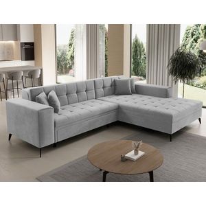 Coltar extensibil dreapta 4 locuri ELTAP, Sol-41, Solange, 292x196x84 cm, lemn/poliester, gri deschis imagine