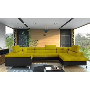 Coltar extensibil dreapta 6 locuri ELTAP, Th-01, Thiago, 342x208x88 cm, lemn/poliester, galben/negru imagine