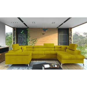 Coltar extensibil dreapta 6 locuri ELTAP, Th-02, Thiago, 342x208x88 cm, lemn/poliester, galben imagine