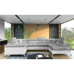 Coltar extensibil dreapta 6 locuri ELTAP, Th-10, Thiago, 342x208x88 cm, lemn/poliester, gri deschis/alb imagine
