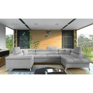 Coltar extensibil dreapta 6 locuri ELTAP, Th-11, Thiago, 342x208x88 cm, lemn/poliester, gri deschis imagine