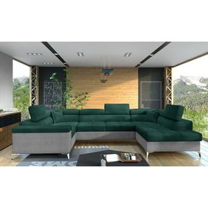 Coltar extensibil dreapta 6 locuri ELTAP, Th-16, Thiago, 342x208x88 cm, lemn/poliester, verde inchis/gri deschis imagine