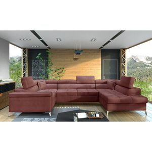 Coltar extensibil dreapta 6 locuri ELTAP, Th-19, Thiago, 342x208x88 cm, lemn/poliester, roz inchis imagine