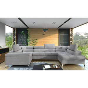 Coltar extensibil dreapta 6 locuri ELTAP, Th-22, Thiago, 342x208x88 cm, lemn/poliester, gri deschis imagine